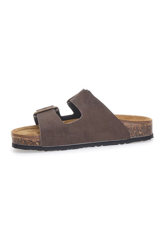 Braune Hausschuhe mit Doppelschnalle und anatomischem Fußbett BIOMODEX 31801Q