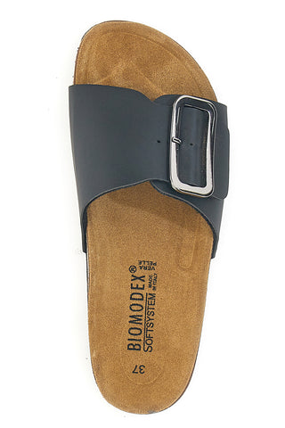 Schwarze Hausschuhe mit verstellbarem Band und anatomischem Fußbett BIOMODEX 31836