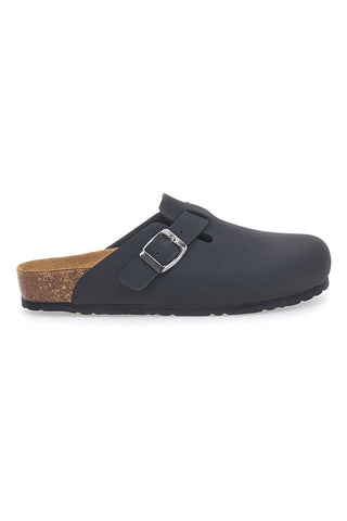 Sabot neri con fibbia e sottopiede in pelle Biomodex 32850