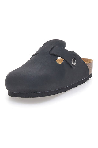 Schwarze Clogs mit Schnalle und Ledersohle Biomodex 32850