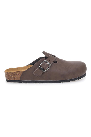 Sabot marroni con fibbia e sottopiede in pelle Biomodex 32850