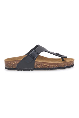 Schwarze Flip-Flops mit vorgeformtem Lederfußbett Biomodex 39930