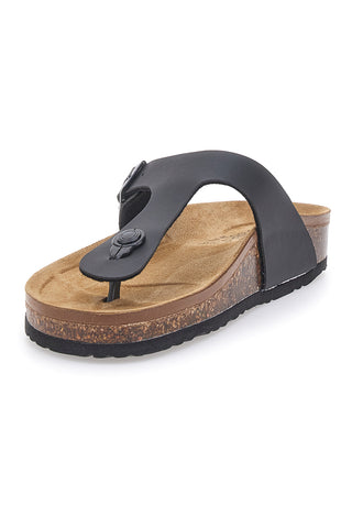 Schwarze Flip-Flops mit vorgeformtem Lederfußbett Biomodex 39930