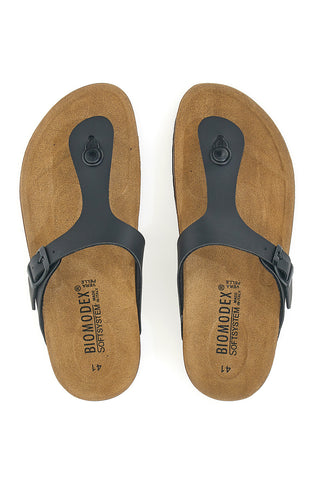 Schwarze Flip-Flops mit vorgeformtem Lederfußbett Biomodex 39930
