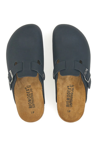 Sabot neri con fibbia e sottopiede in pelle Biomodex 32950