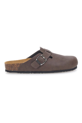 Brauner Clog mit Schnalle und Ledersohle Biomodex 32950