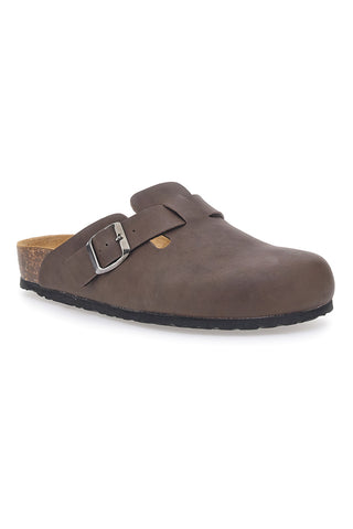 Sabot marrone con fibbia e sottopiede in pelle Biomodex 32950