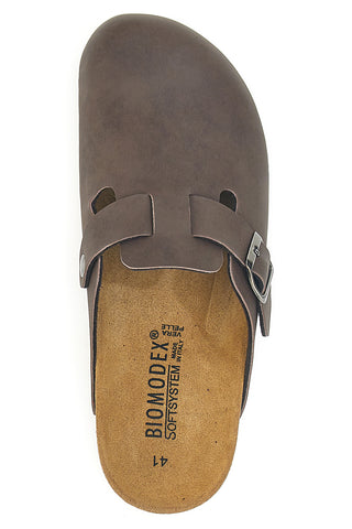 Sabot marrone con fibbia e sottopiede in pelle Biomodex 32950