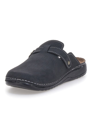 Jasonstone B001 Schwarze Sabot-Hausschuhe mit dekorativer Schnalle