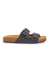 Ciabatte nere doppia fibbia sottopiede in pelle Made in Italy Pittarello Tierra 335A038SR