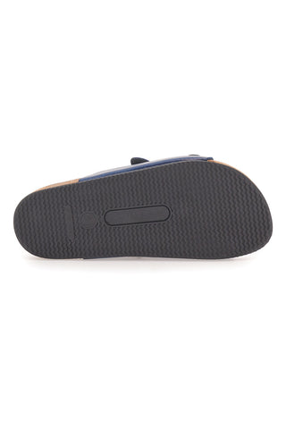 Ciabatte blu con doppia fibbia e sottopiede in pelle Made in Italy Pittarello Tierra 335A038SR
