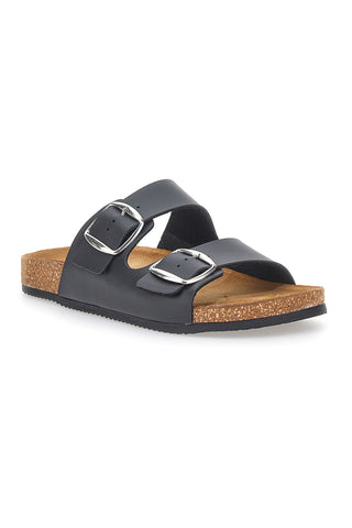 Schwarze Slipper mit doppelter Kontrastschnalle Made in Italy PITTARELLO TIERRA 335A20630SR