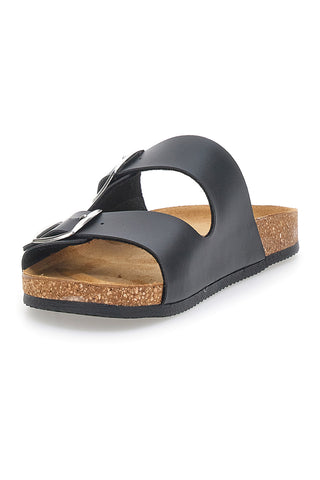 Schwarze Slipper mit doppelter Kontrastschnalle Made in Italy PITTARELLO TIERRA 335A20630SR