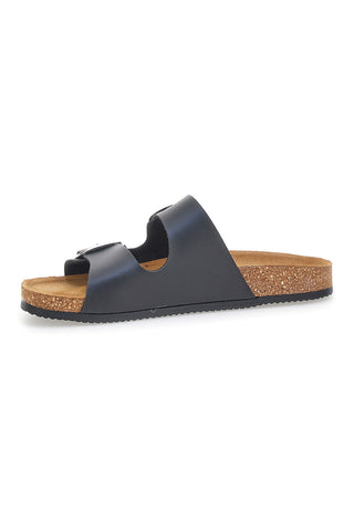 Schwarze Slipper mit doppelter Kontrastschnalle Made in Italy PITTARELLO TIERRA 335A20630SR