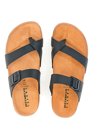 Schwarze Hausschuhe mit Kreuz und verstellbarer Schnalle Made in Italy PITTARELLO TIERRA 335A20630SR