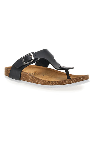 Schwarze Flip-Flops aus echtem Leder, hergestellt in Italien, Pittarello Tierra 335A2177SR