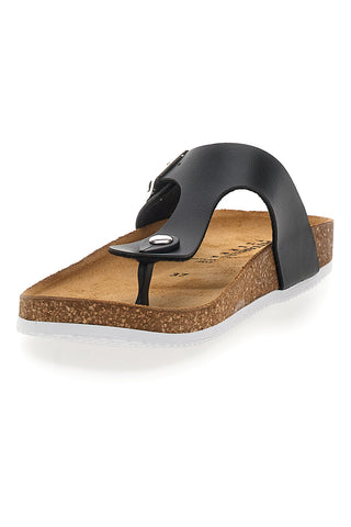 Schwarze Flip-Flops aus echtem Leder, hergestellt in Italien, Pittarello Tierra 335A2177SR