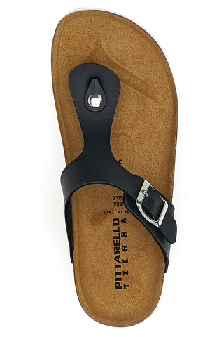 Schwarze Flip-Flops aus echtem Leder, hergestellt in Italien, Pittarello Tierra 335A2177SR