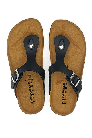 Schwarze Flip-Flops aus echtem Leder, hergestellt in Italien, Pittarello Tierra 335A2177SR