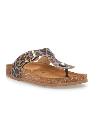 Leoparden-Flip-Flops aus echtem Leder, hergestellt in Italien, Pittarello Tierra 335A2177SR
