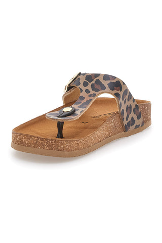 Leoparden-Flip-Flops aus echtem Leder, hergestellt in Italien, Pittarello Tierra 335A2177SR