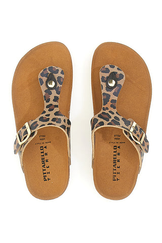 Leoparden-Flip-Flops aus echtem Leder, hergestellt in Italien, Pittarello Tierra 335A2177SR