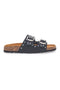 Schwarze Jeans-Slipper mit Nieten und Doppelschnalle PITTARELLO SUN SR001