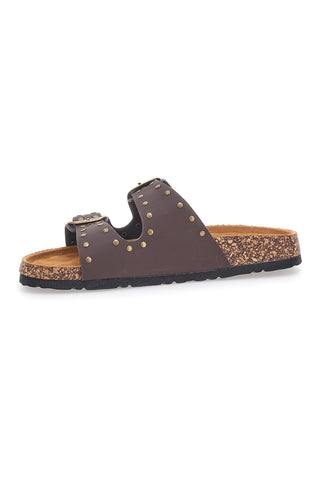 Braune Jeans-Slipper mit Nieten und Doppelschnalle PITTARELLO SUN SR001