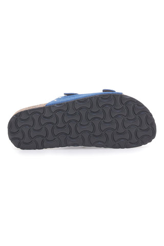 Ciabatte blu in denim con borchie e doppia fibbia PITTARELLO SUN SR001