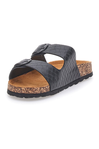 Schwarze Hausschuhe mit Python-Effekt und Doppelschnalle PITTARELLO SUN SR006