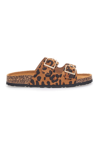 Leoparden-Slipper mit Doppelschnalle und anatomischem Fußbett PITTARELLO SUN SR007
