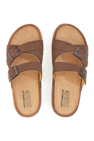 Braune Hausschuhe mit doppelt verstellbarem Band Pittarello Sun BL208417