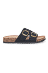 Pittarello FC2084J1 Schwarze Damen-Hausschuhe mit Doppelschnalle