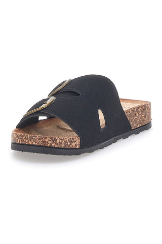 Pittarello FC2084J1 Schwarze Damen-Hausschuhe mit Doppelschnalle