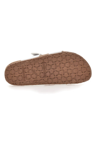 Weiße Damen-Slipper mit Doppelschnalle und anatomischem Fußbett Bio Up 203