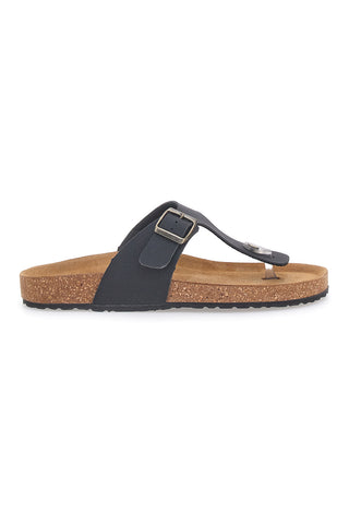 Schwarze Flip-Flops mit Schnalle und anatomischem Fußbett Bio Up 104