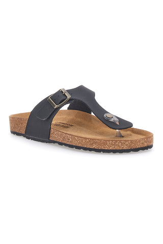Schwarze Flip-Flops mit Schnalle und anatomischem Fußbett Bio Up 104
