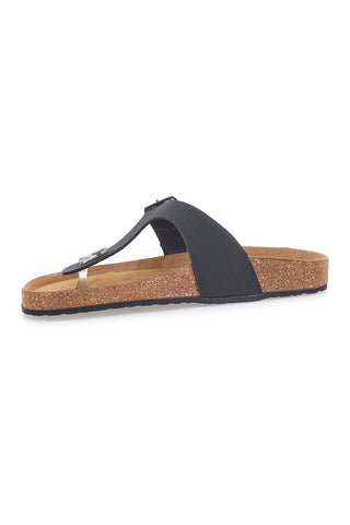 Schwarze Flip-Flops mit Schnalle und anatomischem Fußbett Bio Up 104