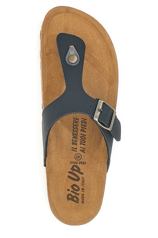 Schwarze Flip-Flops mit Schnalle und anatomischem Fußbett Bio Up 104