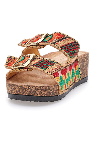 Ciabatte multicolor platform con dettagli etnici Dame Rose APY65