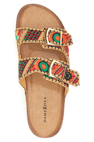 Ciabatte multicolor platform con dettagli etnici Dame Rose APY65