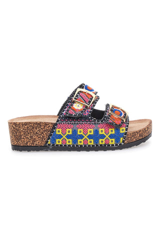 Ciabatte platform con dettagli etnici multicolor Dame Rose APY65