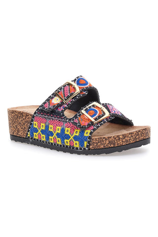 Ciabatte platform con dettagli etnici multicolor Dame Rose APY65
