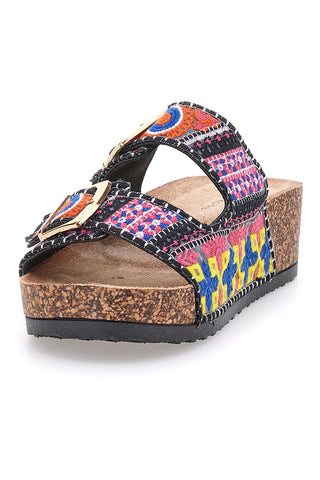Ciabatte platform con dettagli etnici multicolor Dame Rose APY65