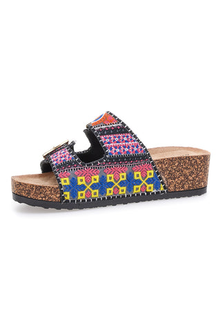 Ciabatte platform con dettagli etnici multicolor Dame Rose APY65