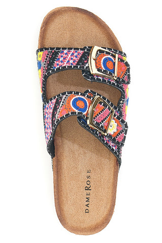 Ciabatte platform con dettagli etnici multicolor Dame Rose APY65