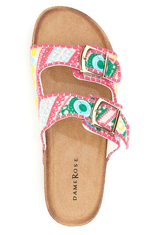 Sandali multicolor con fantasia geometrica e doppia fibbia Dame Rose APY65