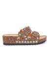 Dame Rose APY63 Sandalen mit Doppelschnalle und Strasssteinen in Bronze