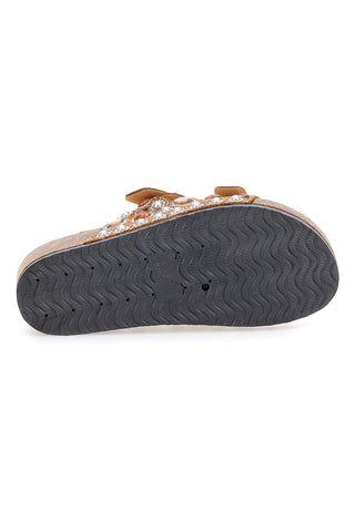 Dame Rose APY63 Sandalen mit Doppelschnalle und Strasssteinen in Bronze