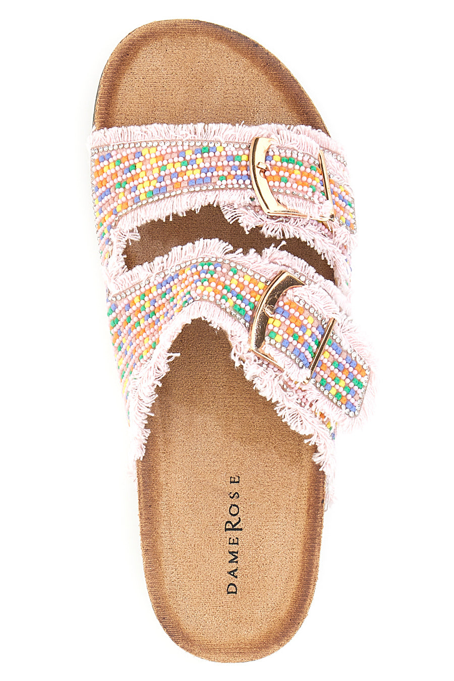 Ciabatte rosa platform con perline multicolor Dame Rose APY66 da